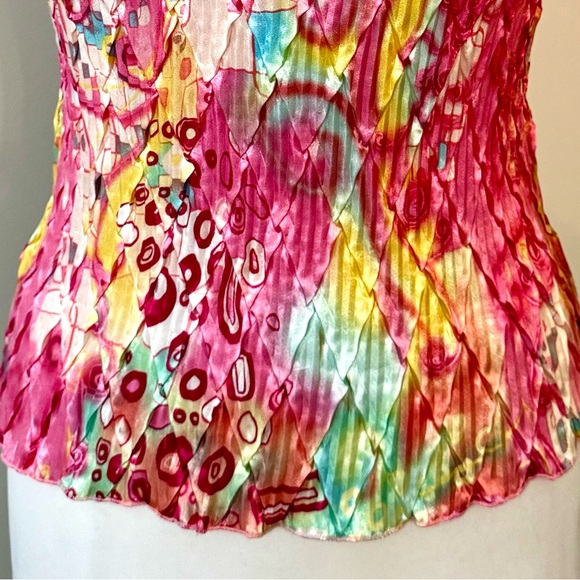 Vintage NICOLA Crinkle Sleeveless Top Pink Disco Retro - Picture 10 of 12